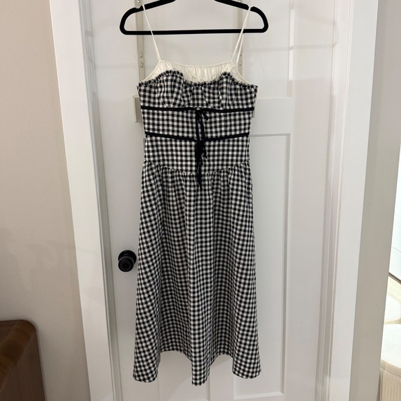 For Love & Lemons Dresses & Skirts - For Love & Lemons Georgia Gingham Midi Dress Black White Size S NWOT Cottagecore